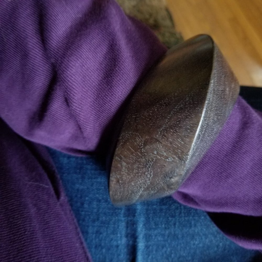 Light weight, unusual, medium-dark brown wood bangle/bracelet/cuff, vintage